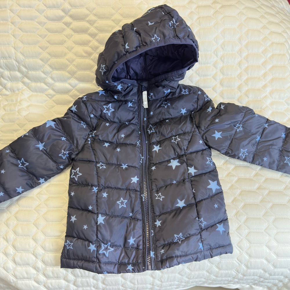 Kids Starry Puffer Jacket - Black and Blue